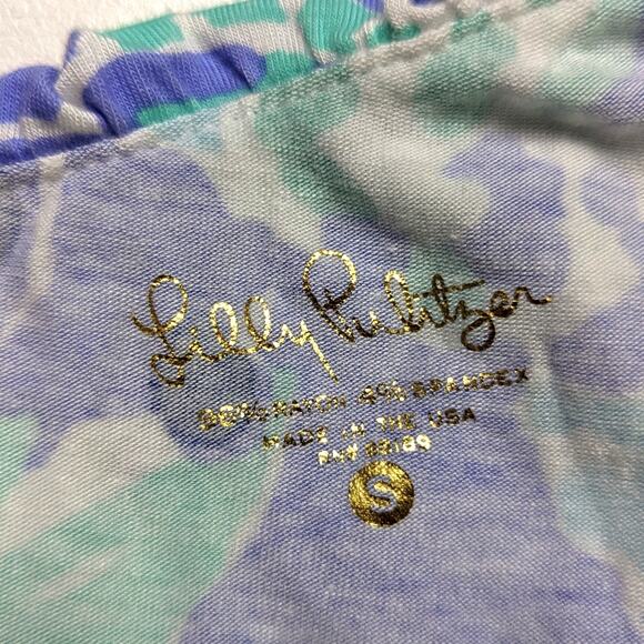 Lilly Pulitzer Top Women's Size Small Blue Swirly One Shoulder Neveah - Picture 5 of 7